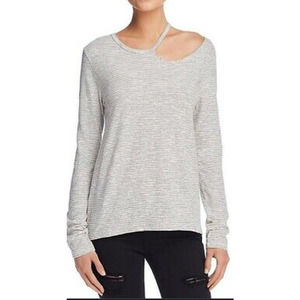 Pam and Gila Womens long sleeve cold shoulder T Shirt White Size P